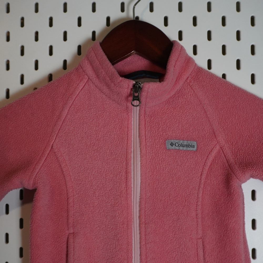 Columbia Fleece Jacket Full Zip Coral Pink Girls Kids Size 3T Warm‎ Cozy